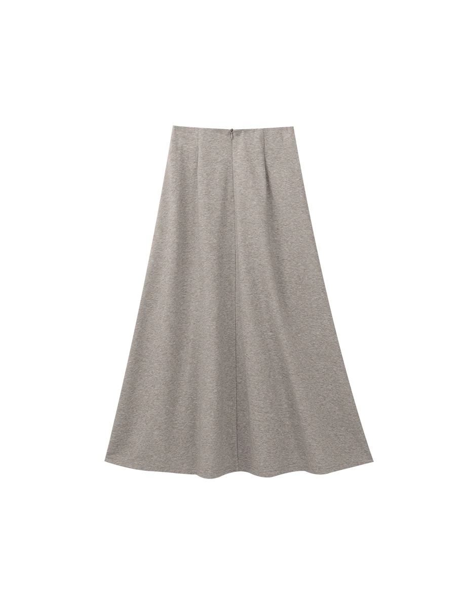 Front Slit Cotton Blend Maxi Skirt