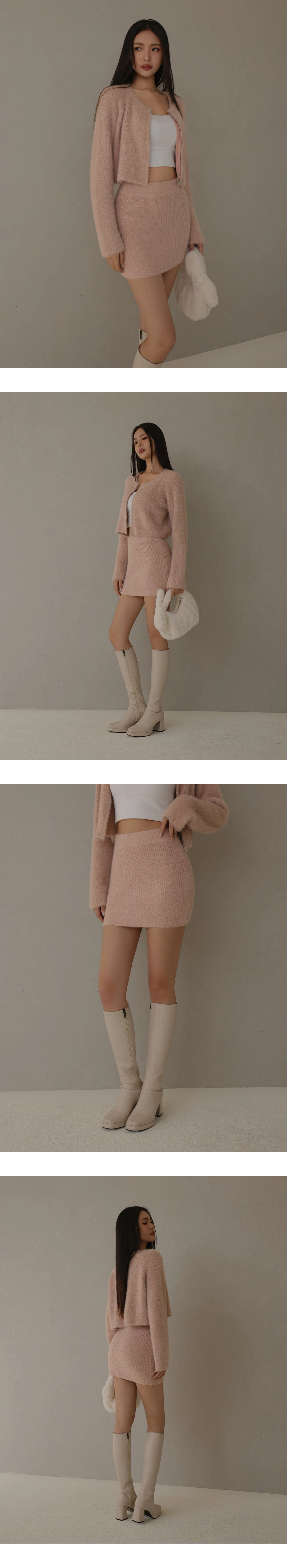 Fluffy Ribbed Knit Fitted Mini Skirt Fluffy Ribbed Knit Fitted Mini Skirt