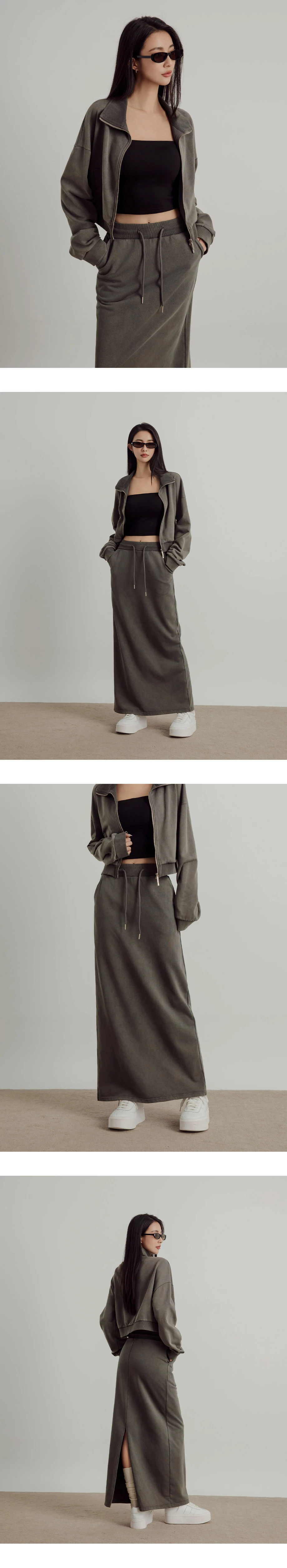 Soft Cotton Blend Drawstring Waist Maxi Skirt with Side Pocket Detail Soft Cotton Blend Drawstring Waist Maxi Skirt with Side Pocket Detail