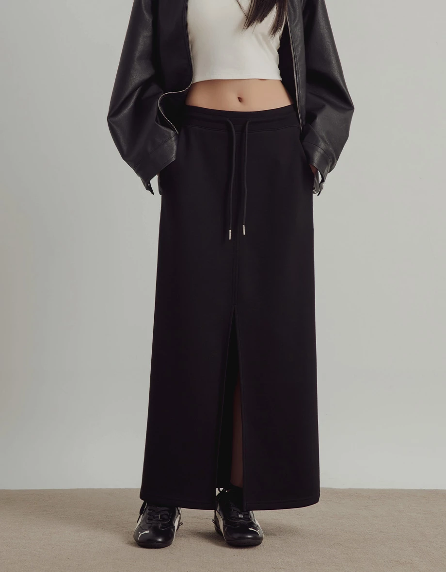 Casual Cotton Jersey Drawstring Maxi Skirt Casual Cotton Jersey Drawstring Maxi Skirt