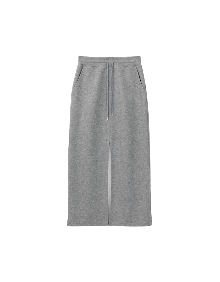 Casual Cotton Jersey Drawstring Maxi Skirt