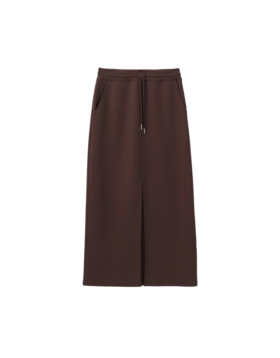 Casual Cotton Jersey Drawstring Maxi Skirt