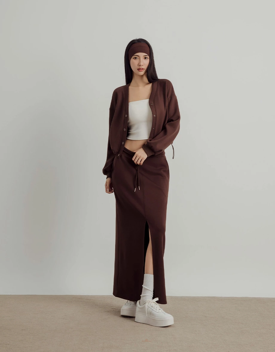 Casual Cotton Jersey Drawstring Maxi Skirt Casual Cotton Jersey Drawstring Maxi Skirt