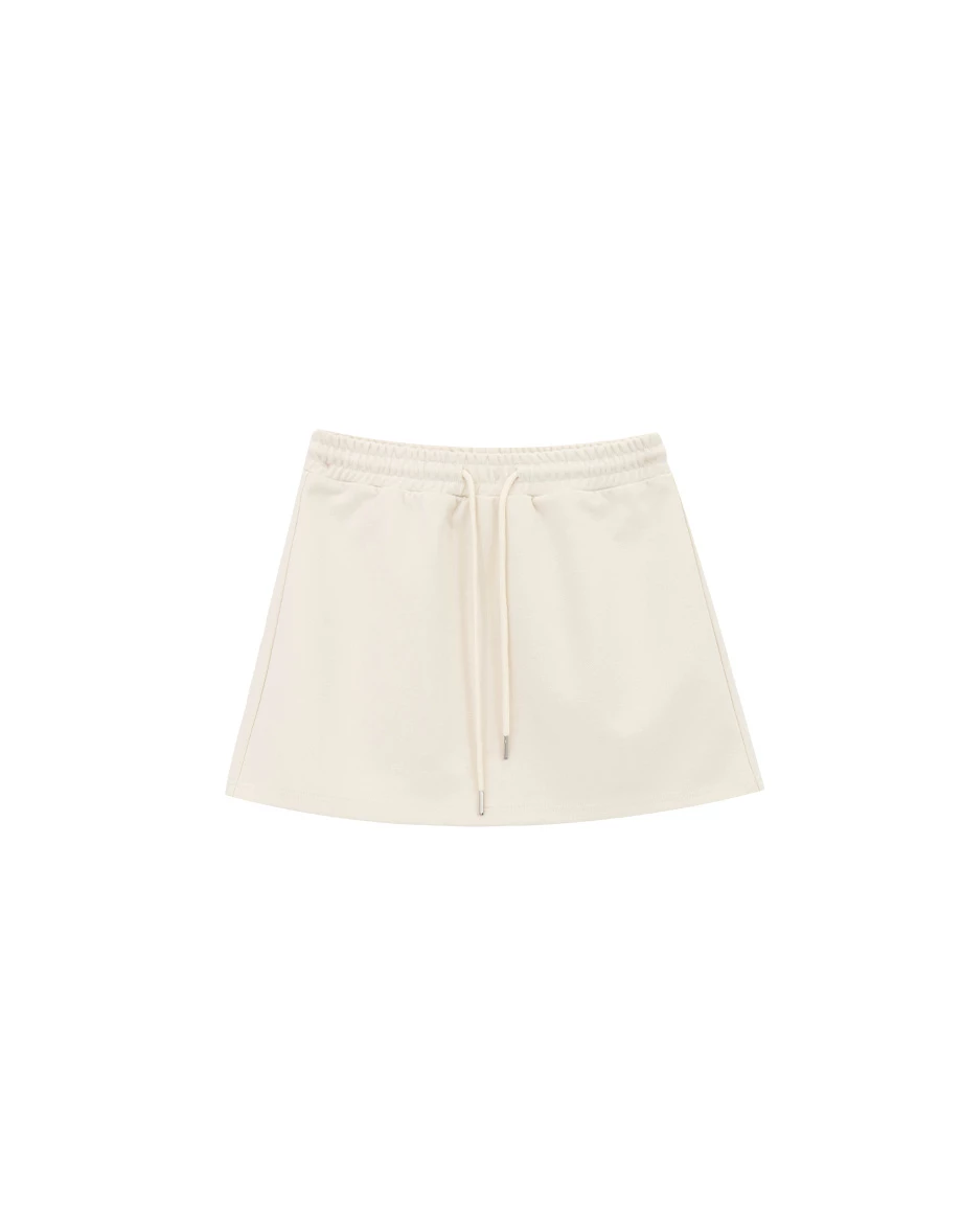 Adjustable Drawstring Waist Cotton Mini Skirt