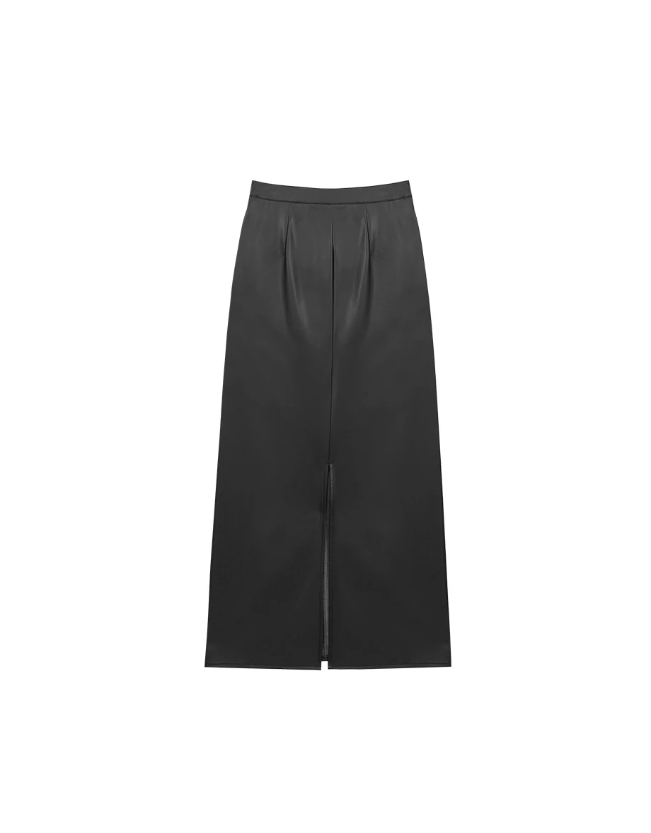 High Waist Faux Leather Straight Maxi Skirt High Waist Faux Leather Straight Maxi Skirt