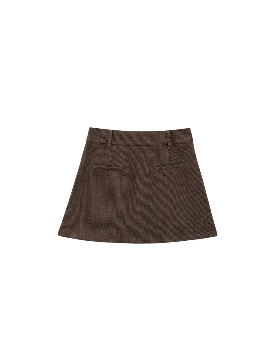 Twill A Line Mini Skirt with Pocket Detail
