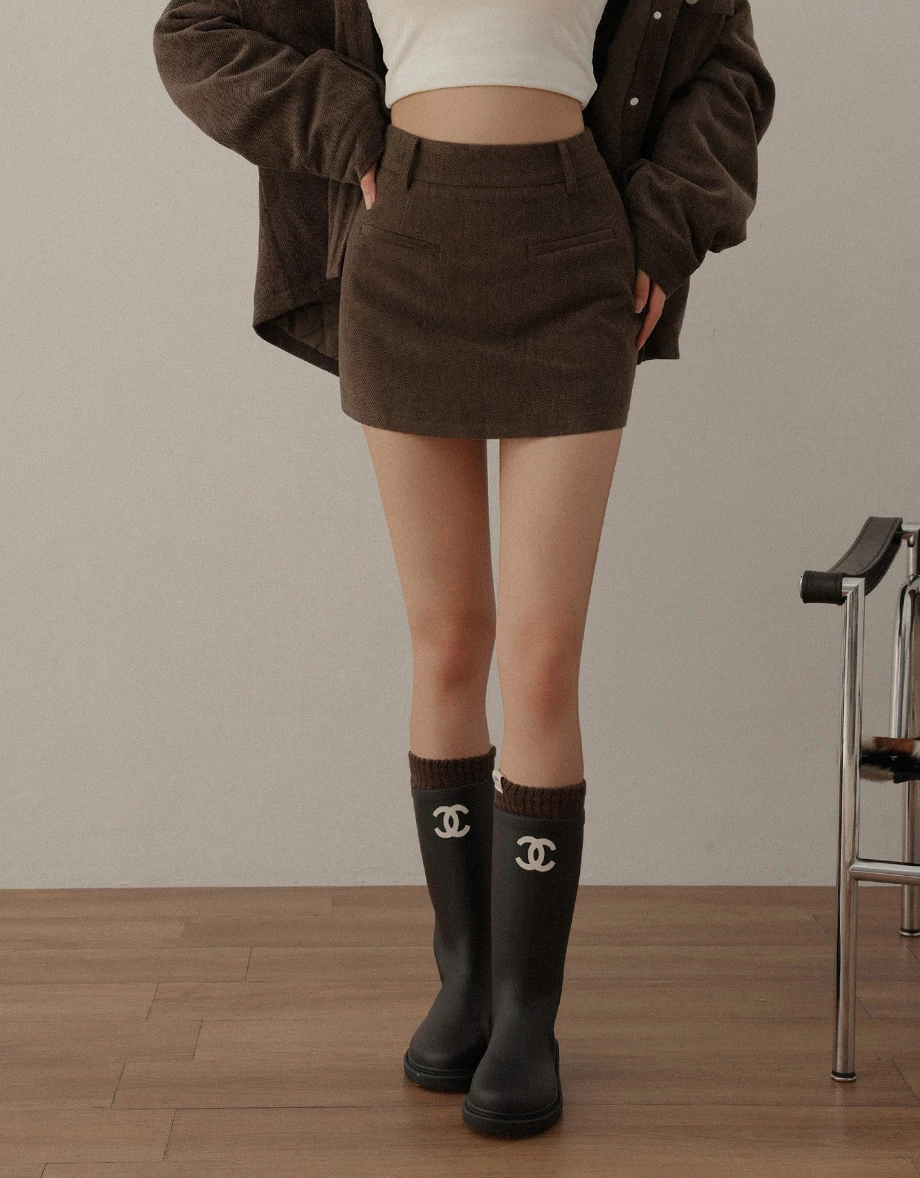 Twill A Line Mini Skirt with Pocket Detail