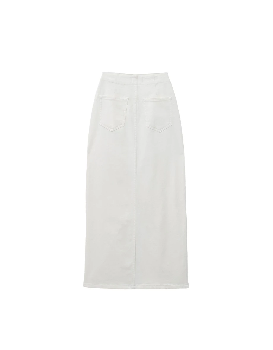 【AIRY HOURGLASS】Perfect Waistline Double Button Front Slit Fleece Lined Straight Maxi Skirt