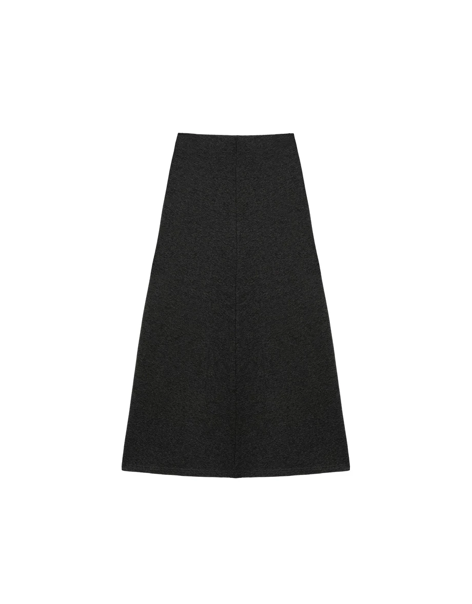 Elastic Waist Side Pleated Flared Maxi Skirt