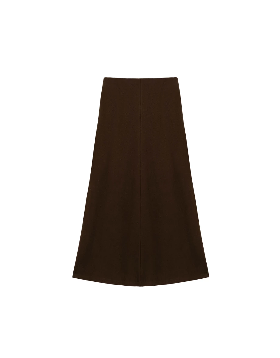 Elastic Waist Side Pleated Flared Maxi Skirt