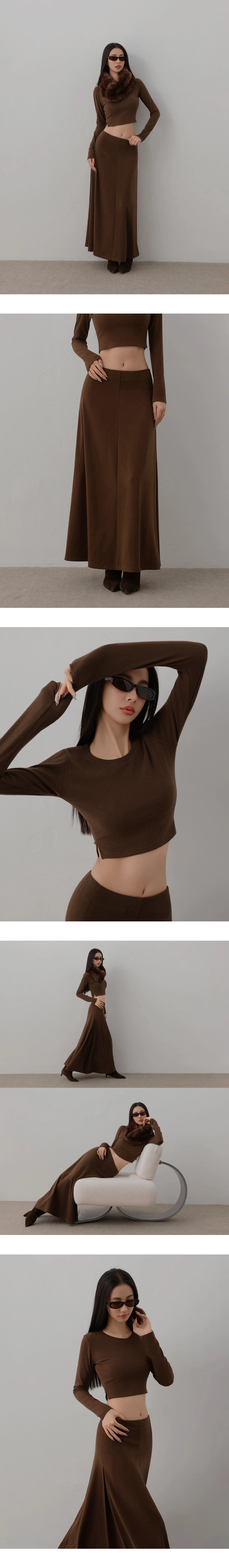 Elastic Waist Side Pleated Flared Maxi Skirt