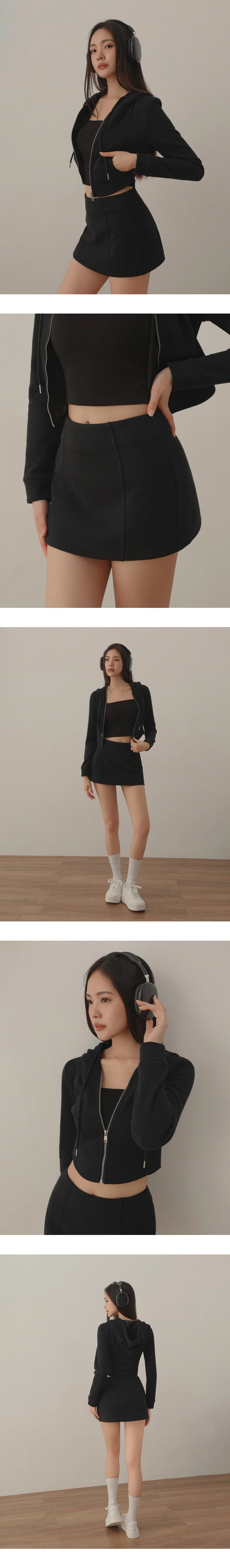 Low Rise Structured Panelled A Line Mini Skirt