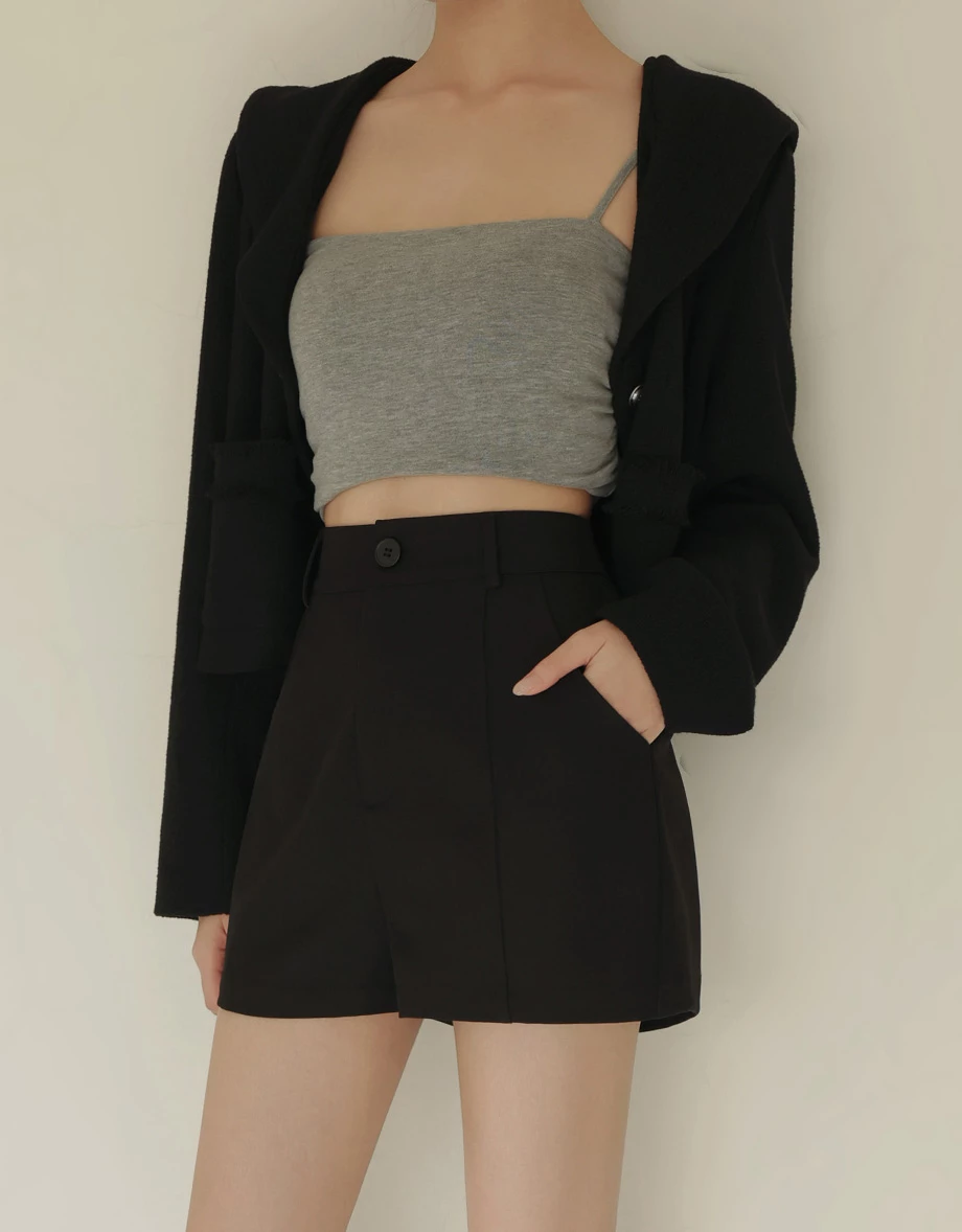 Elastic Waist Wide Leg Tailored Shorts