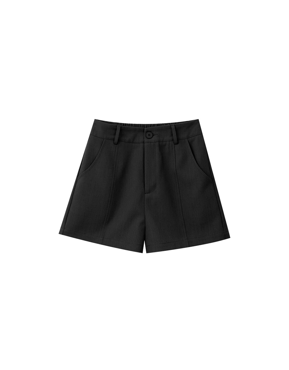 Elastic Waist Wide Leg Tailored Shorts
