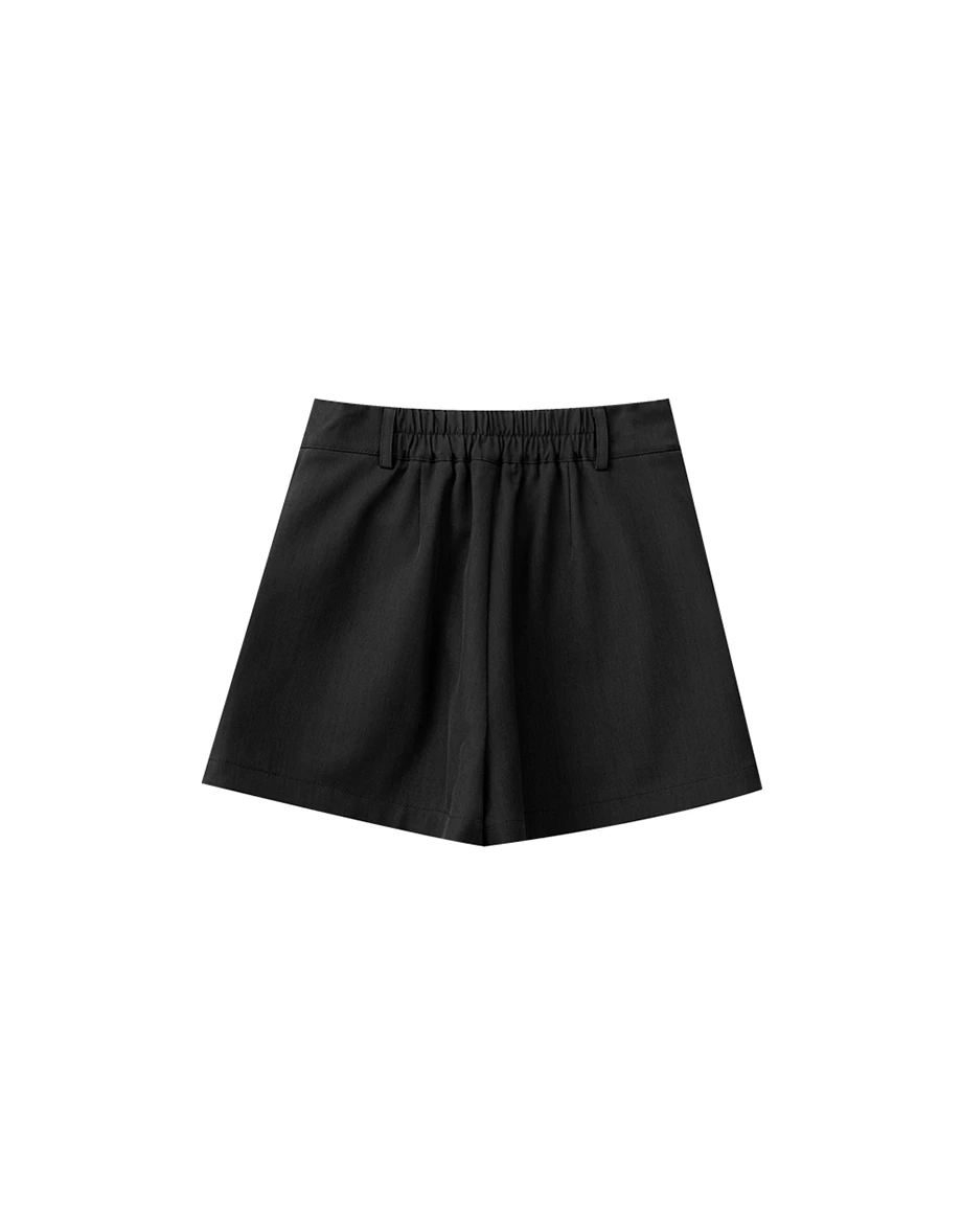 Elastic Waist Wide Leg Tailored Shorts