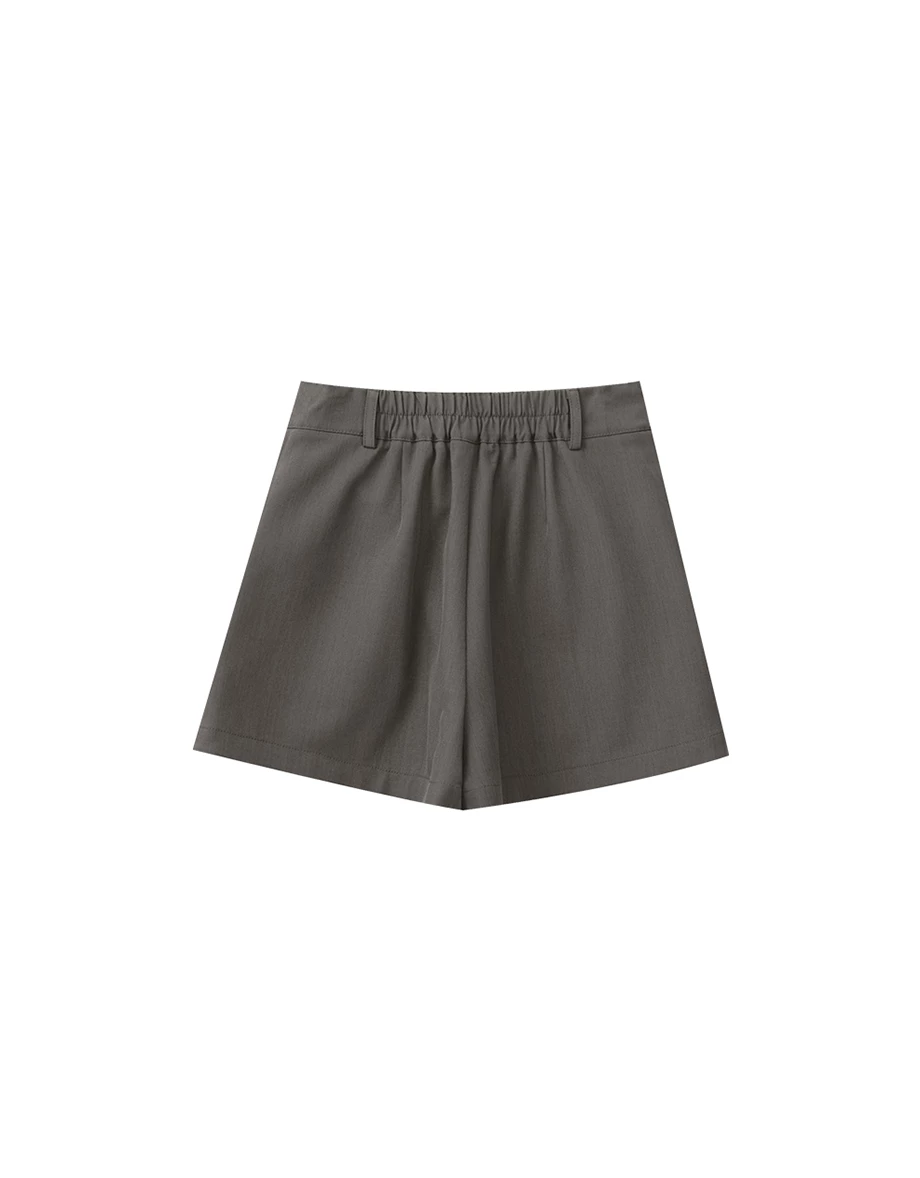 Elastic Waist Wide Leg Tailored Shorts