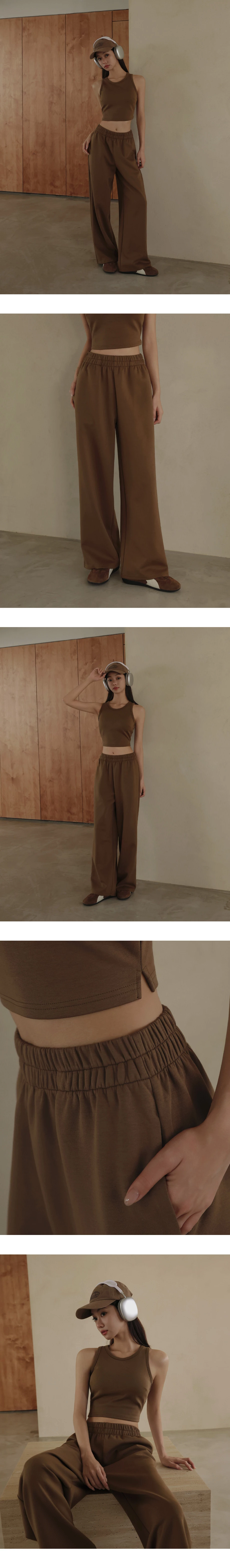 Soft Stretch Cotton Elastic Waist Wide Leg Sweatpants
