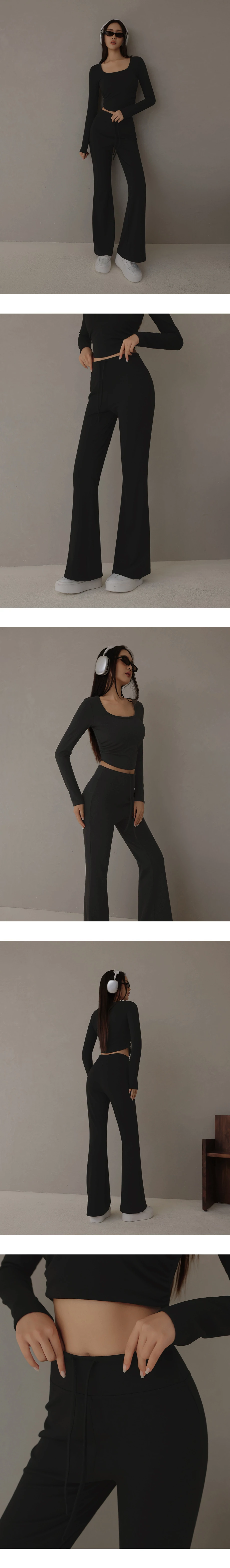 【Heat Tech】High Waisted Drawstring Soft Flare Lounge Pants 【Heat Tech】High Waisted Drawstring Soft Flare Lounge Pants