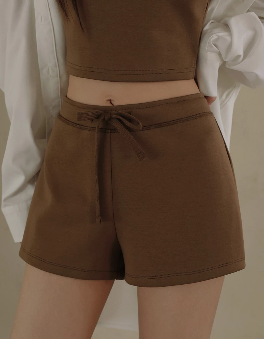 Soft Stretch Cotton Drawstring Waist Lounge Shorts