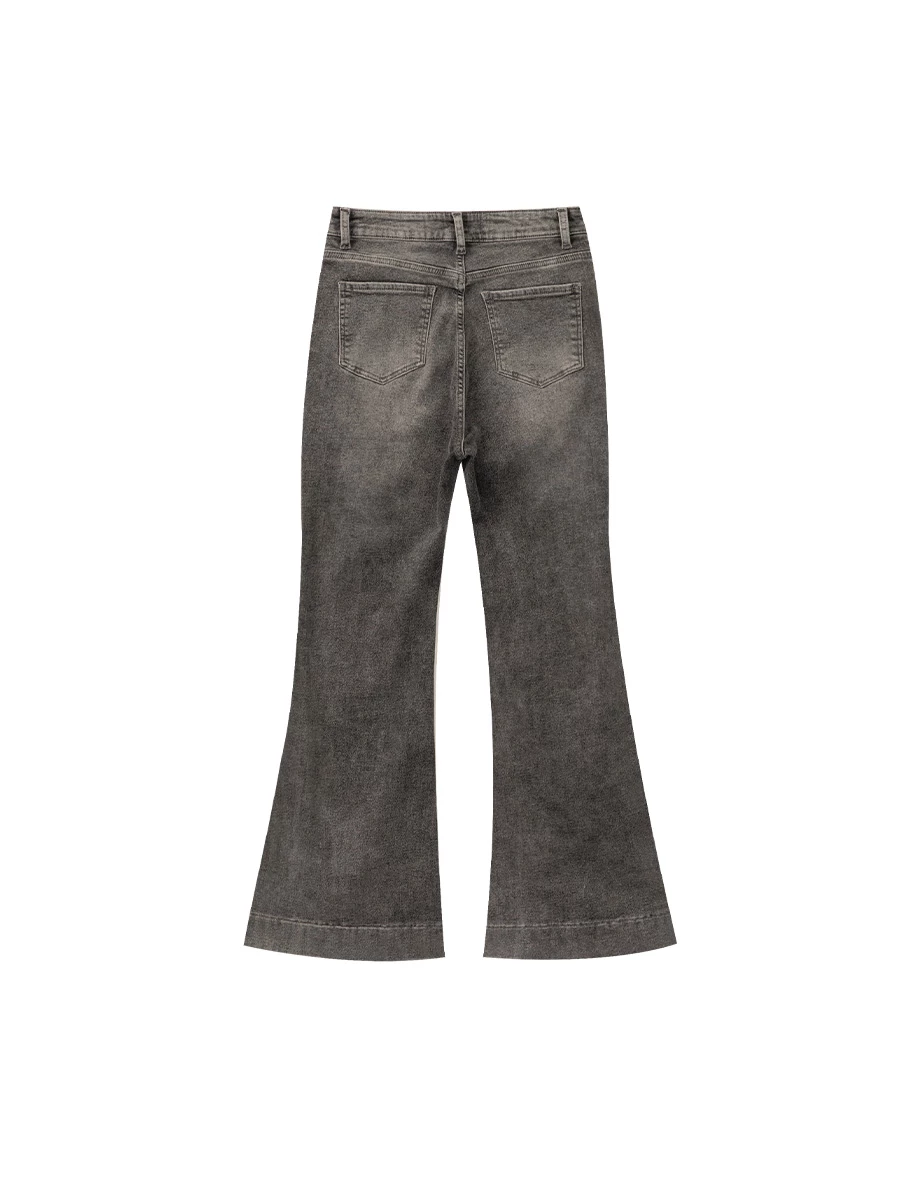 Vintage Wash High Waisted Wide Leg Jeans Denim Flared Pants