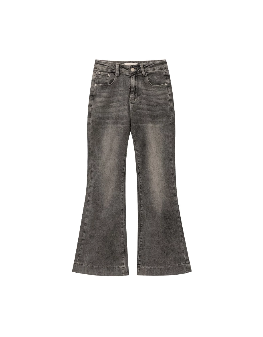 Vintage Wash High Waisted Wide Leg Jeans Denim Flared Pants