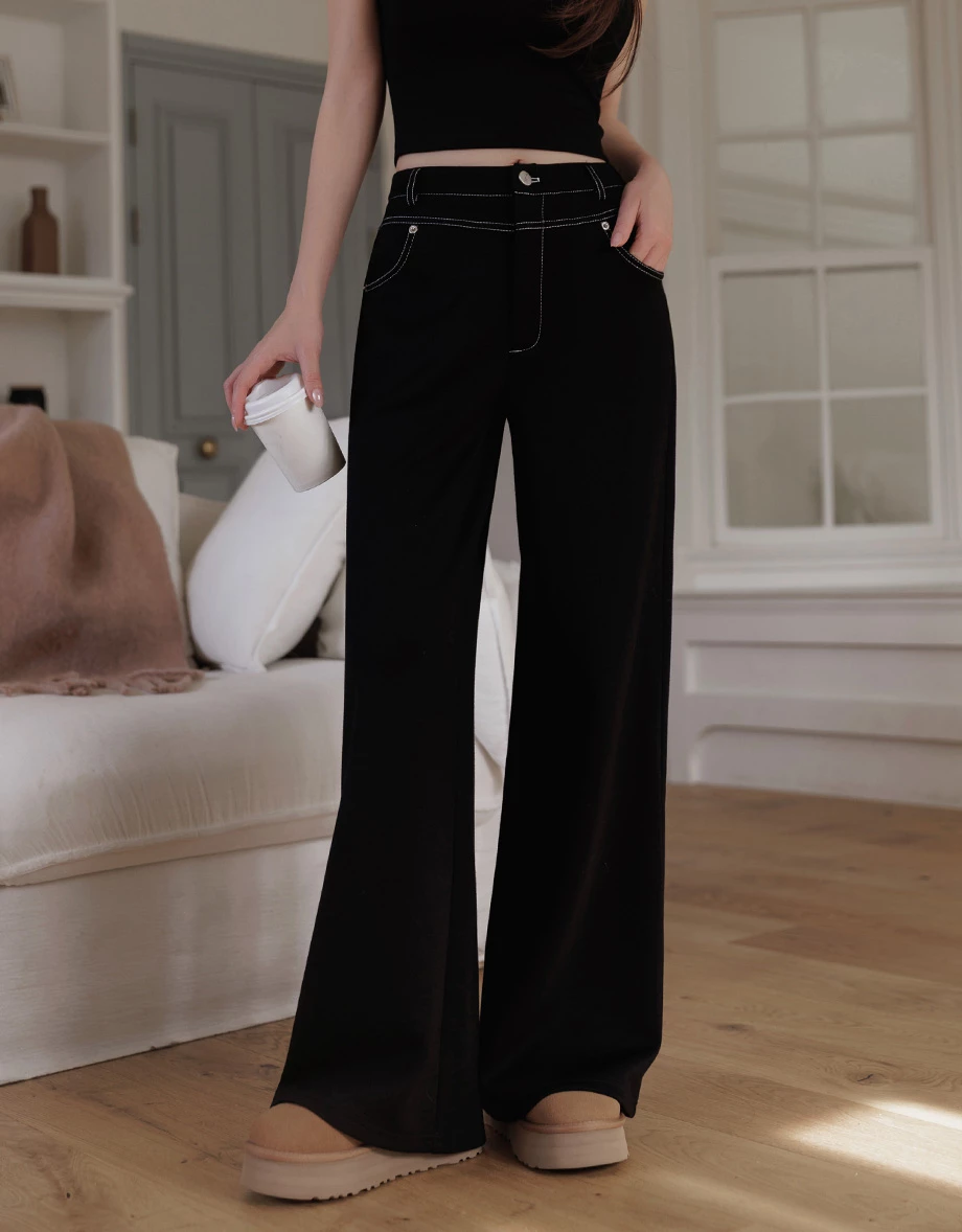 Soft Cotton Blend Straight Leg Lounge Pants with Pockets Soft Cotton Blend Straight Leg Lounge Pants with Pockets