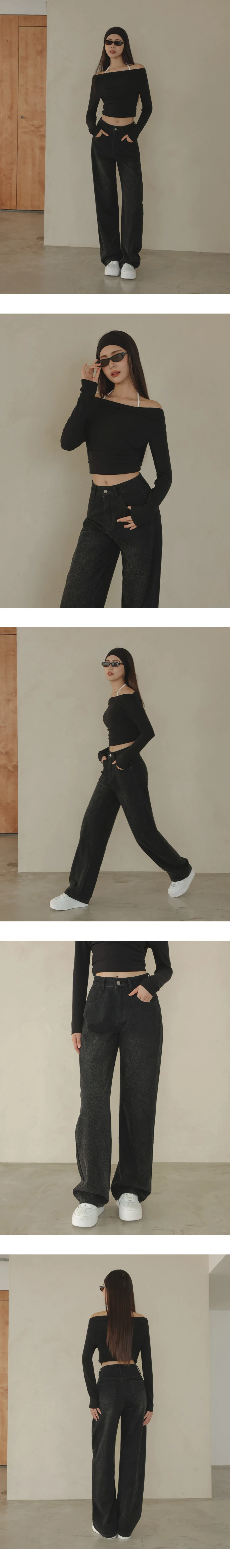 High Waist Embossed Leopard Jeans Denim Wide Leg Pants High Waist Embossed Leopard Jeans Denim Wide Leg Pants