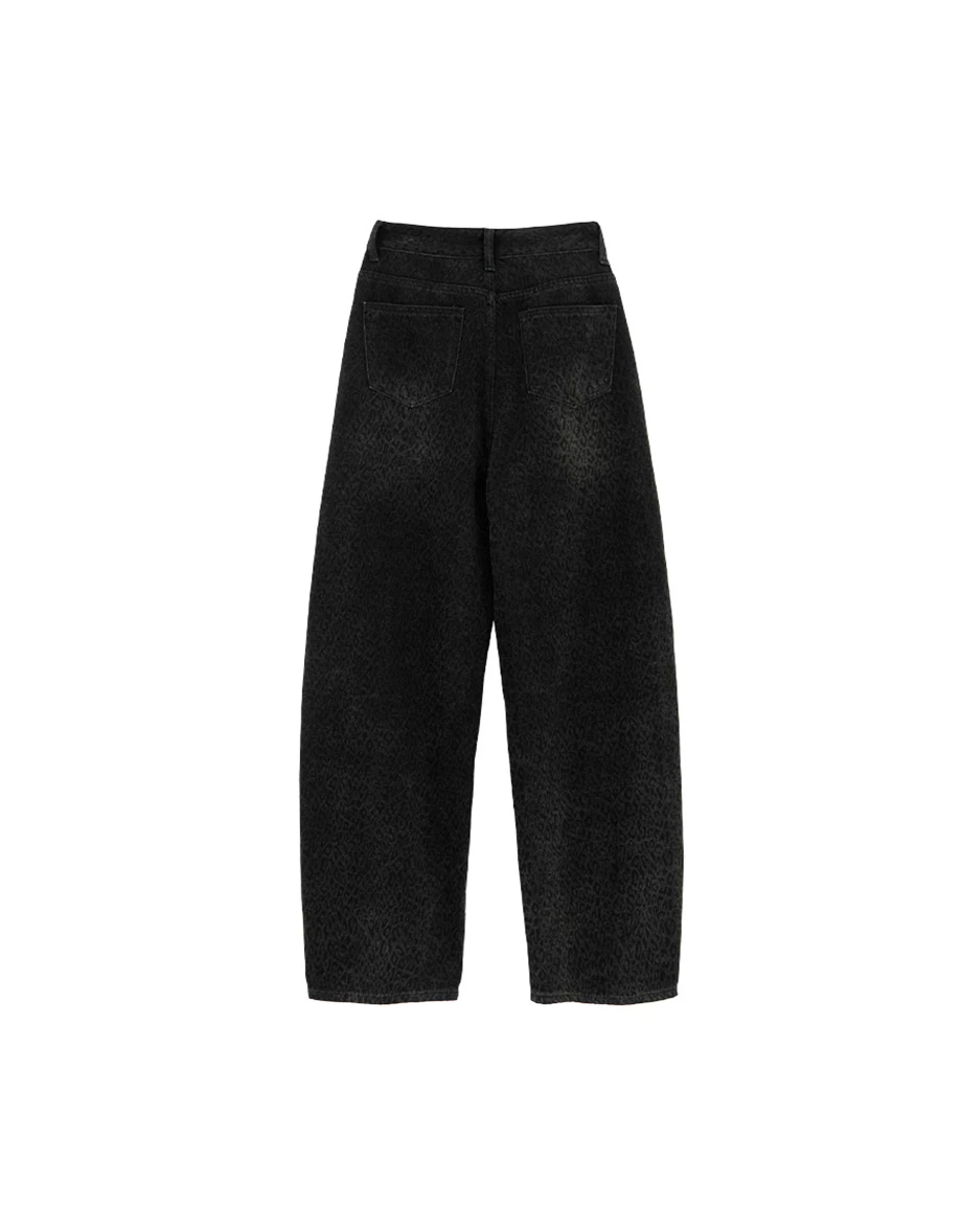 High Waist Embossed Leopard Jeans Denim Wide Leg Pants High Waist Embossed Leopard Jeans Denim Wide Leg Pants