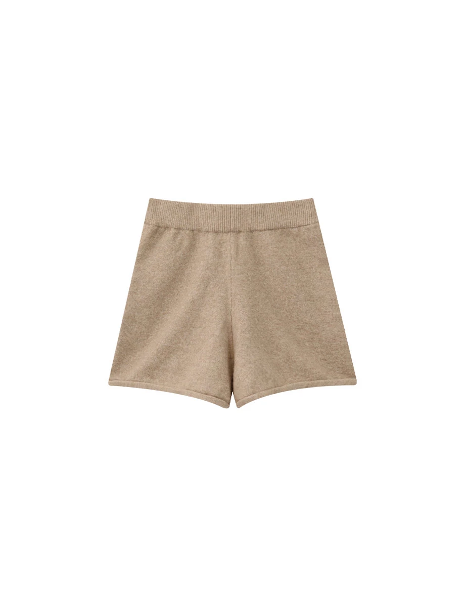 Soft Knit Cozy Shorts with Elastic Rib Waistband