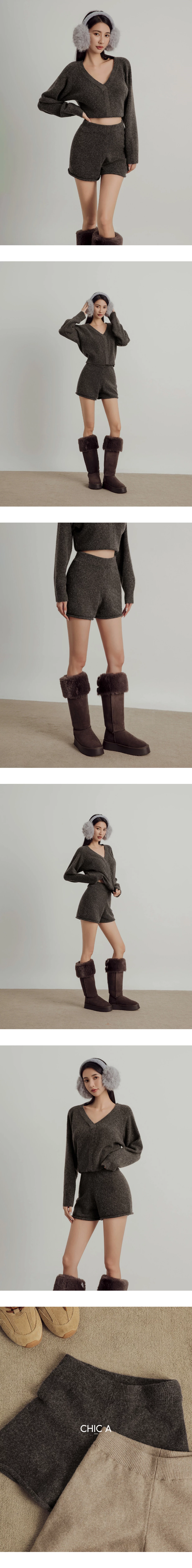 Soft Knit Cozy Shorts with Elastic Rib Waistband