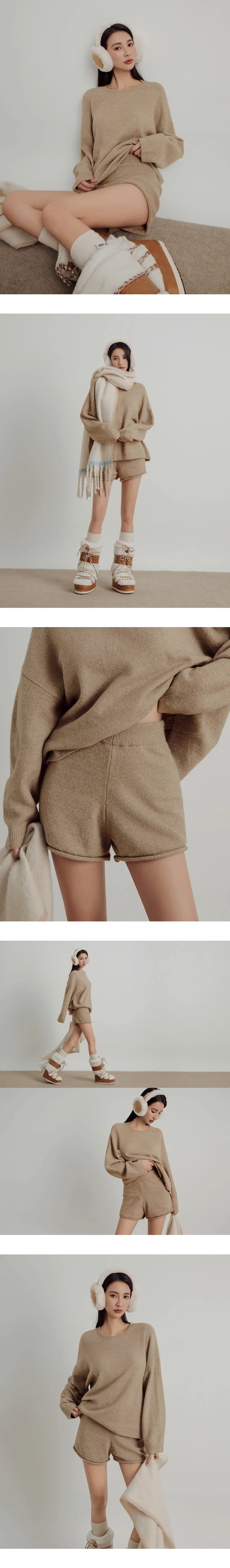 Soft Knit Cozy Shorts with Elastic Rib Waistband