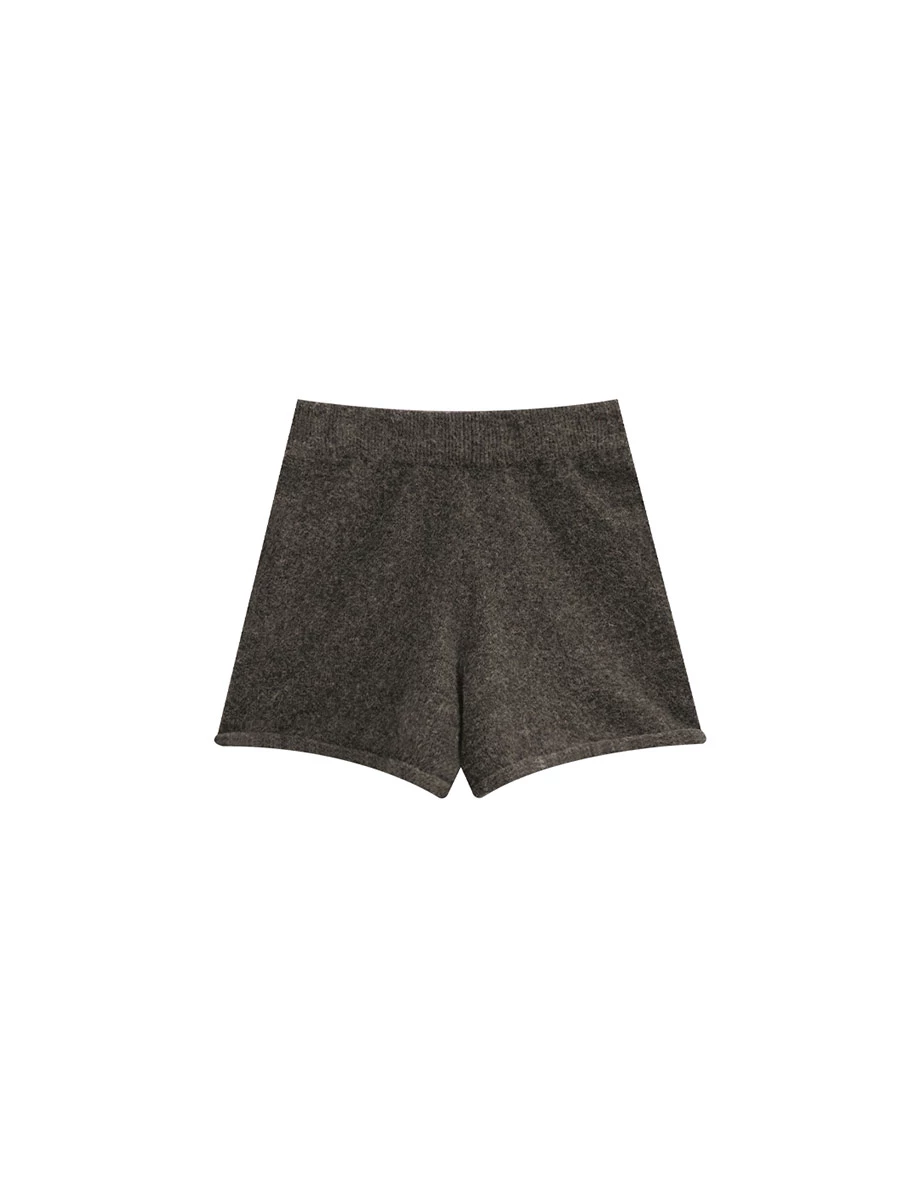 Soft Knit Cozy Shorts with Elastic Rib Waistband