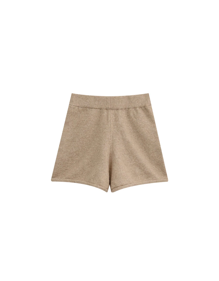 Soft Knit Cozy Shorts with Elastic Rib Waistband