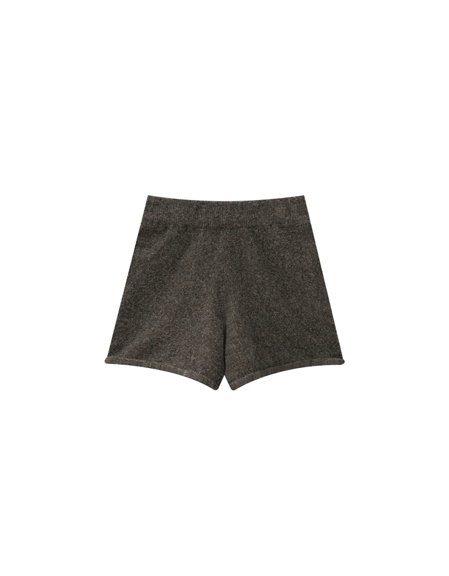 Soft Knit Cozy Shorts with Elastic Rib Waistband