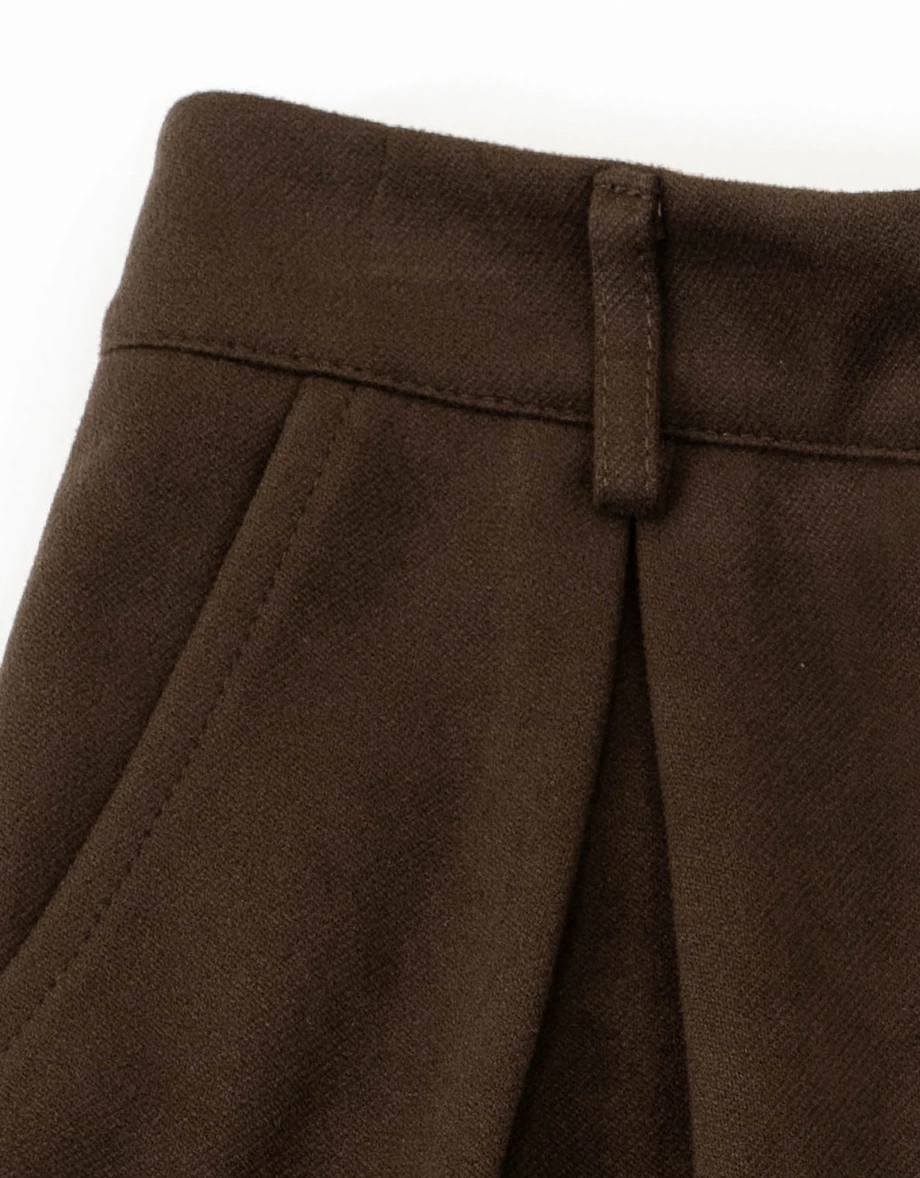 High Waist Tailored Pleated Shorts with Cuffed Hem