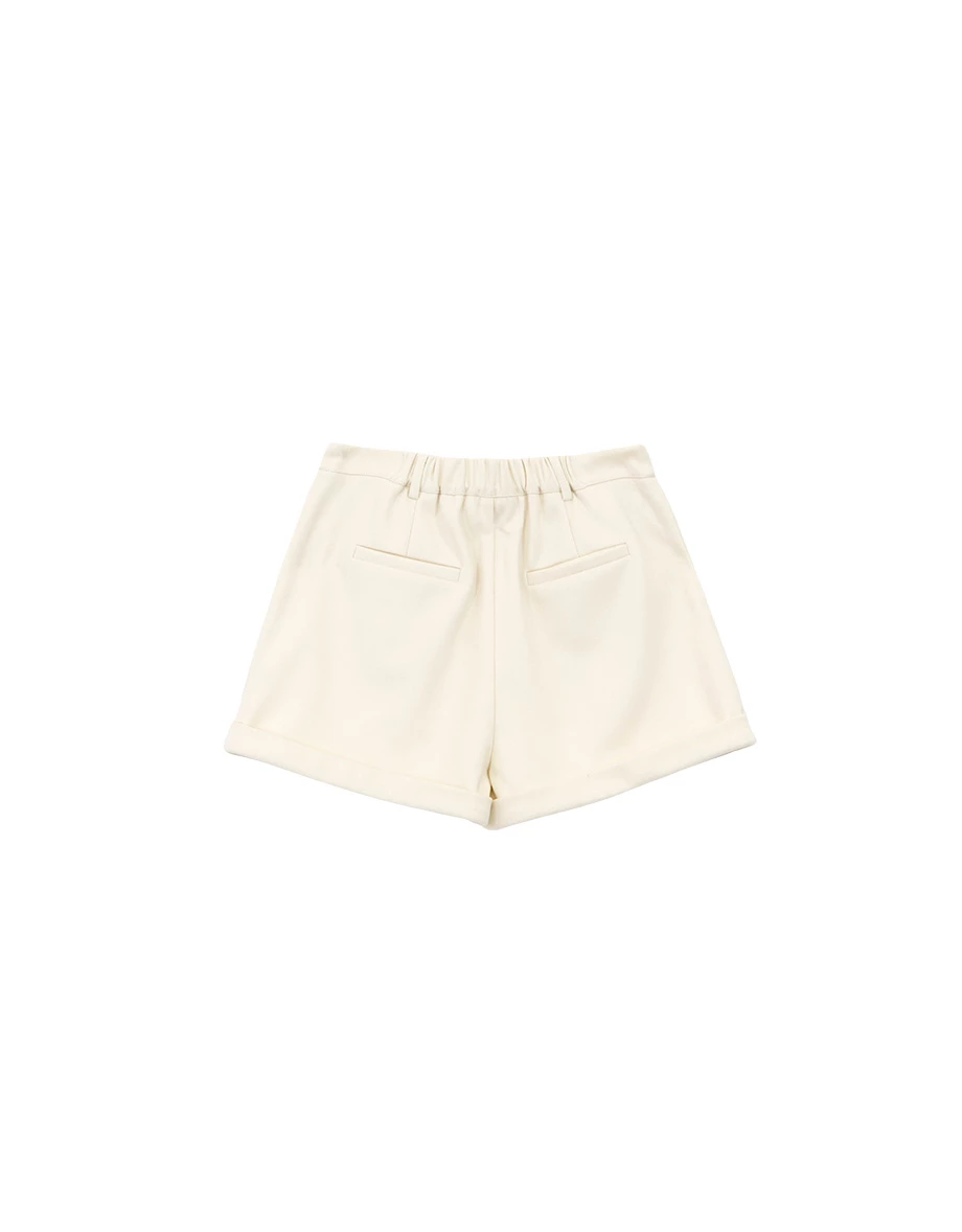 High Waist Tailored Pleated Shorts with Cuffed Hem