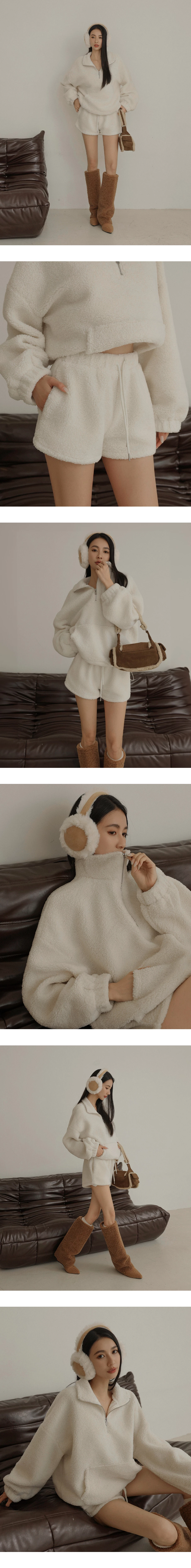 Low Rise Soft Fuzzy Drawstring Fleece Lounge Shorts