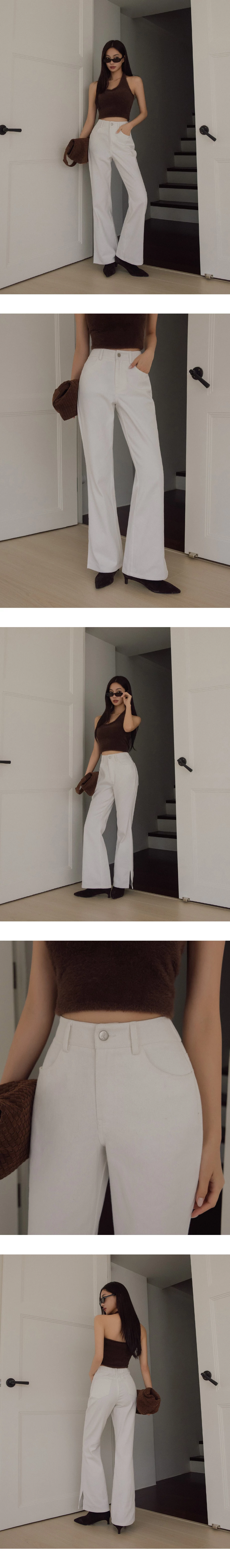 High Waist Split Hem Straight Leg Flared Pants
