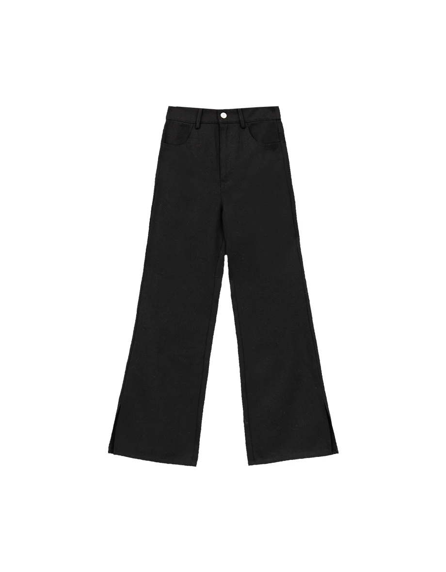High Waist Split Hem Straight Leg Flared Pants