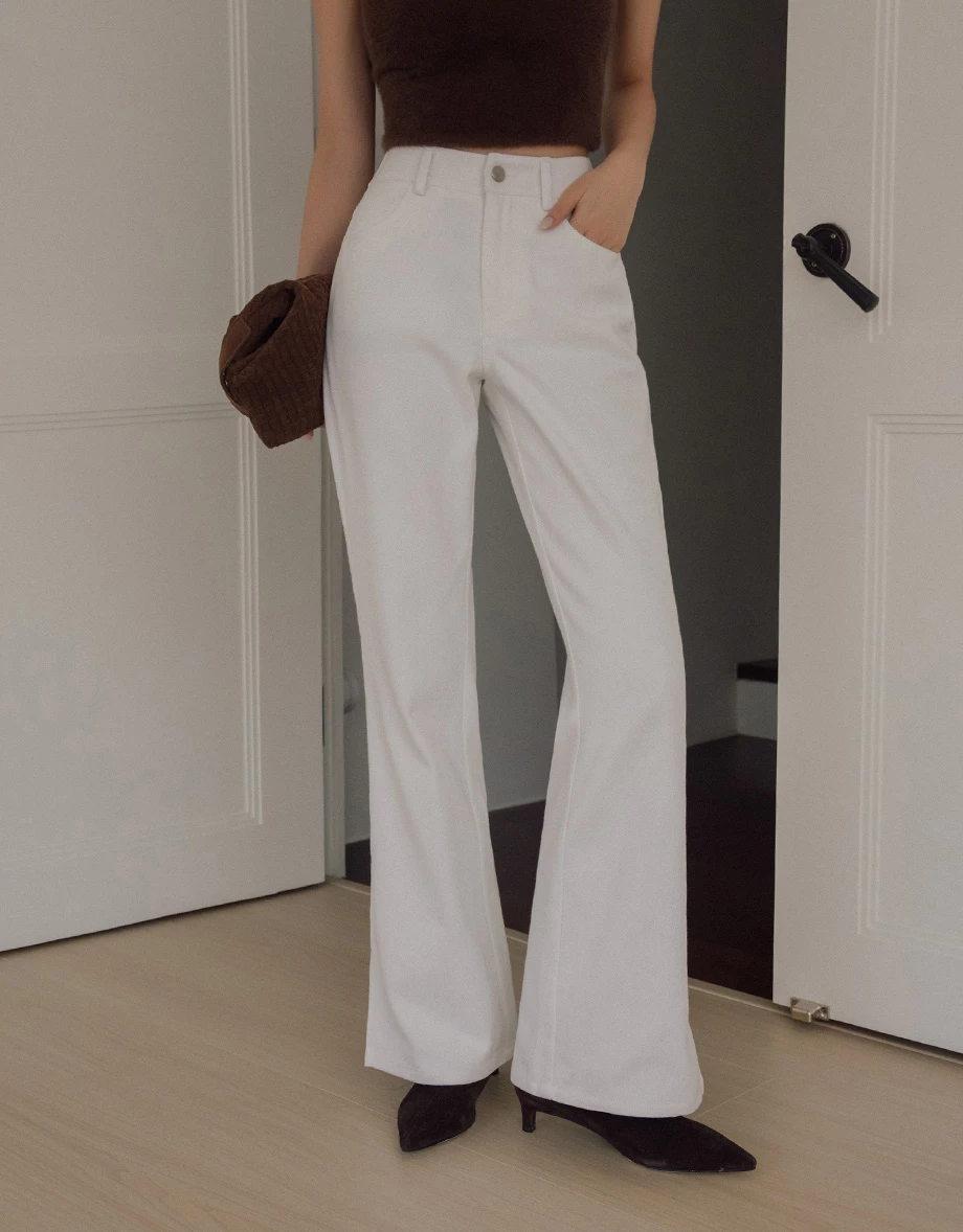 High Waist Split Hem Straight Leg Flared Pants