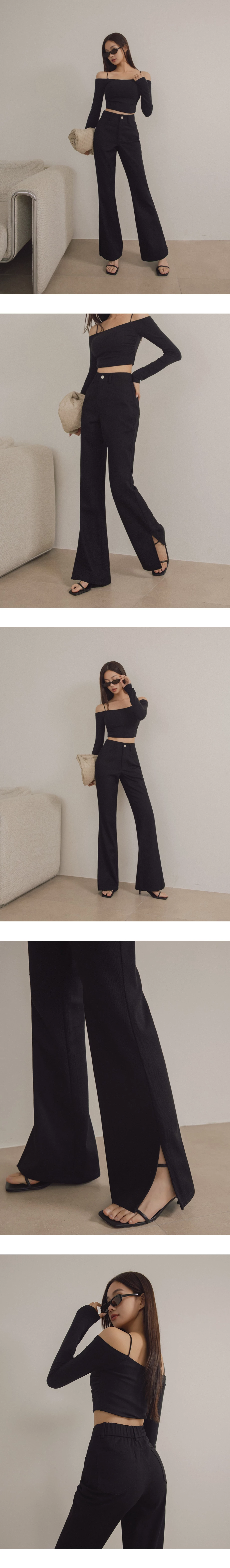 High Waist Split Hem Straight Leg Flared Pants High Waist Split Hem Straight Leg Flared Pants