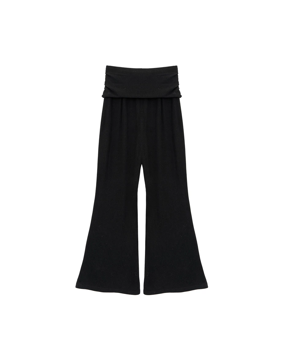 High Waist Wrap Tie Detail Wide Leg Flare Pants