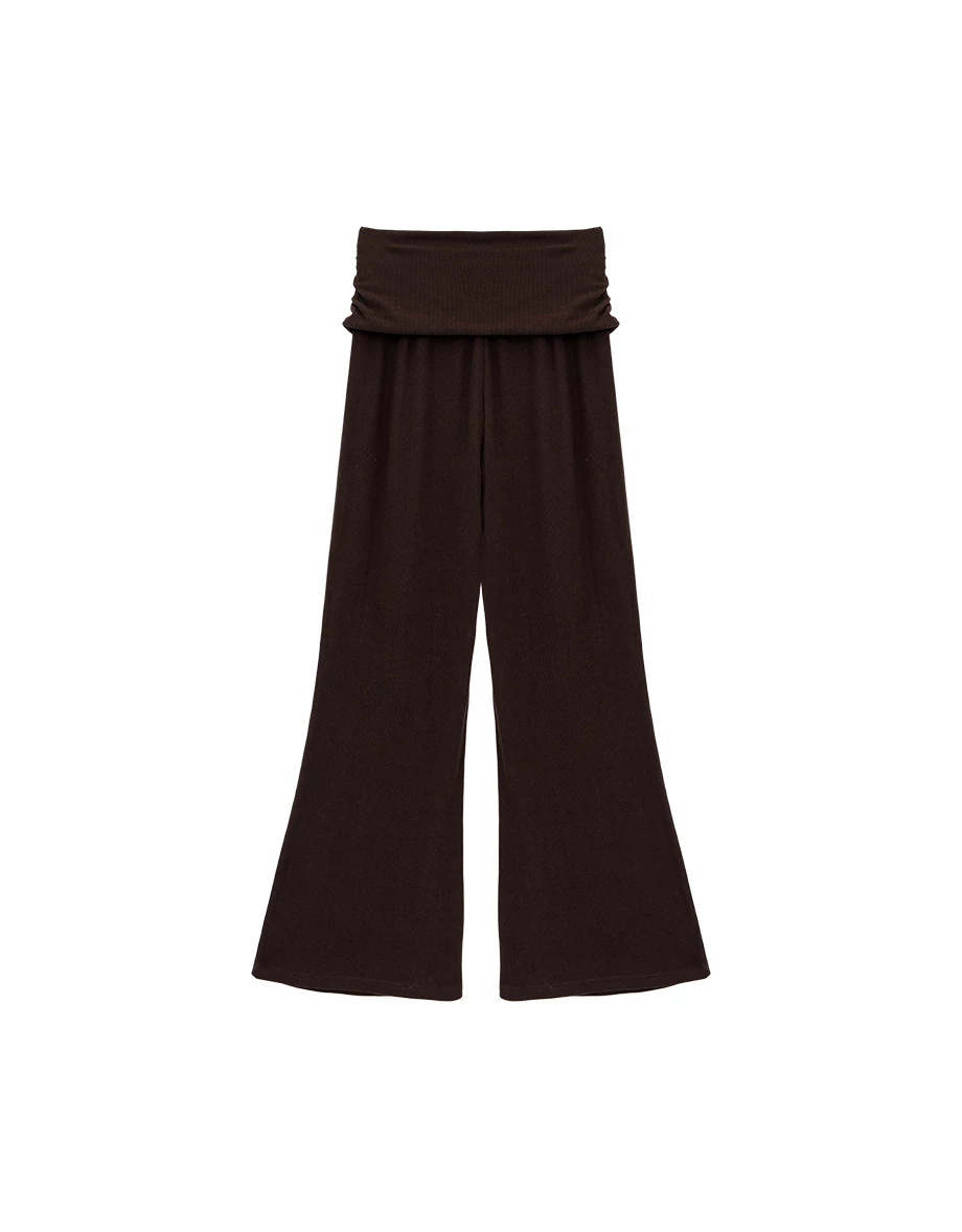 High Waist Wrap Tie Detail Wide Leg Flare Pants