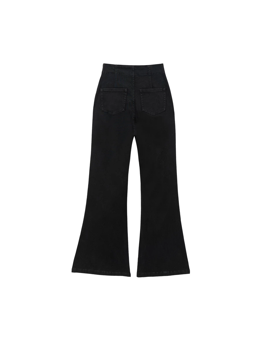 【AIRY HOURGLASS】Perfect Waistline Double Button Fleece Lined Flared Pants
