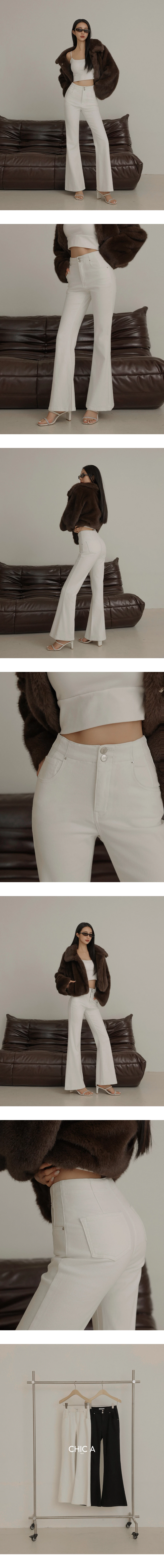 【AIRY HOURGLASS】Perfect Waistline Double Button Fleece Lined Flared Pants