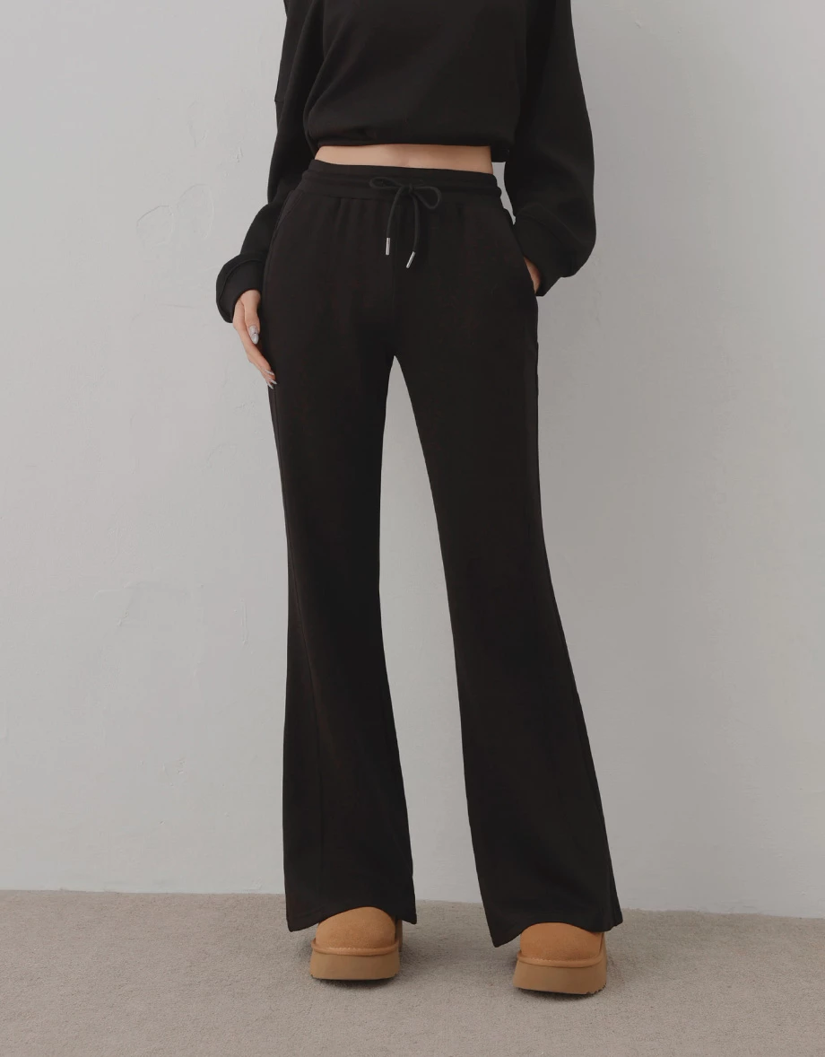 Drawstring Waist Wide Leg Flared Lounge Pants