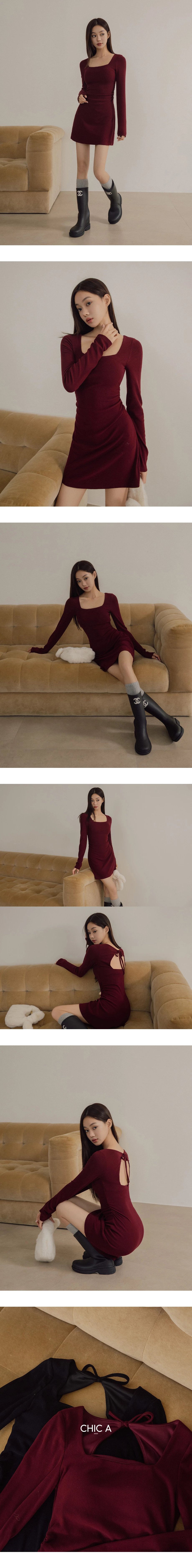 Elegant Fit Ribbed Square Neck Open Back Padded Mini Dress Elegant Fit Ribbed Square Neck Open Back Padded Mini Dress