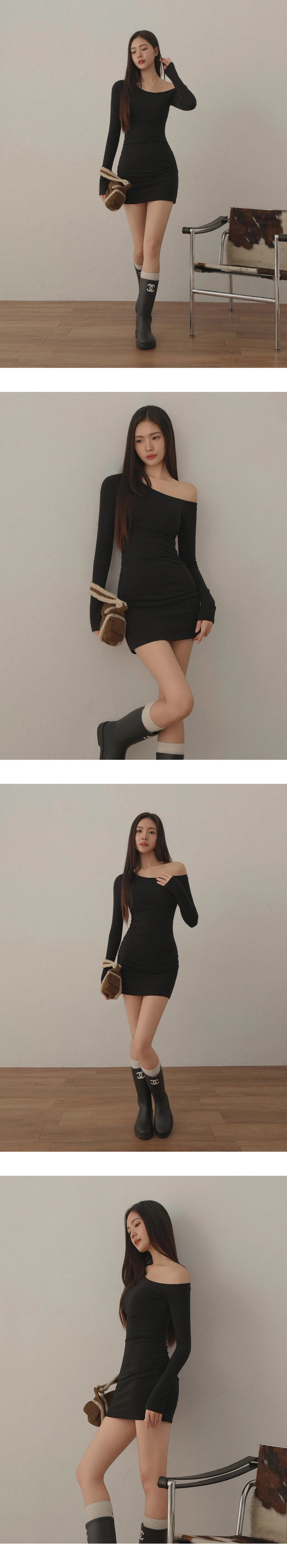 One Shoulder Fleece Lined Ruched Bodycon Padded Mini Dress One Shoulder Fleece Lined Ruched Bodycon Padded Mini Dress