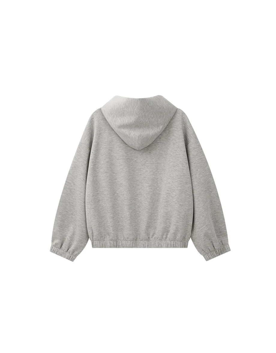 Soft Stretch Cotton Oversized Elastic Hem Zip Up Hoodie Jacket