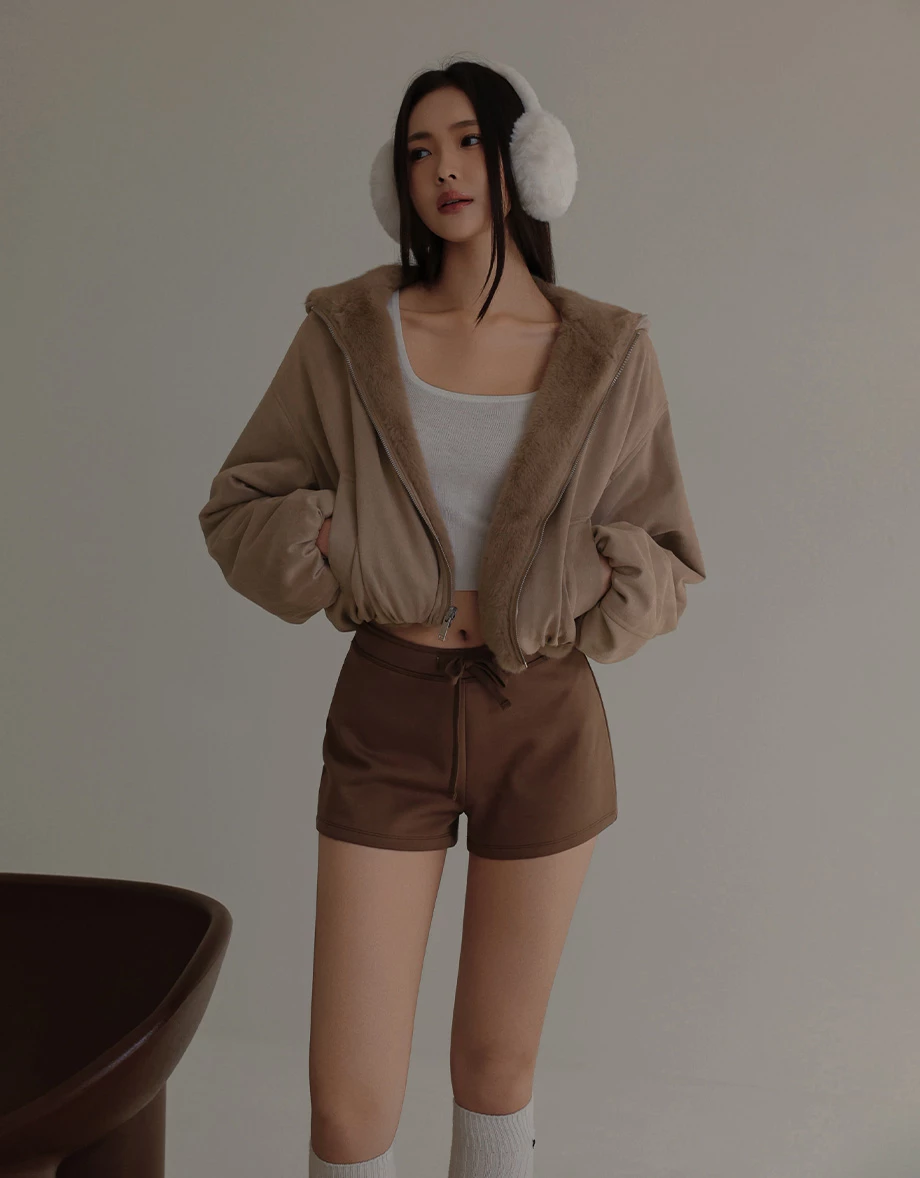 Soft Fluffy Zip Up Oversized Hooded Jacket Soft Fluffy Zip Up Oversized Hooded Jacket